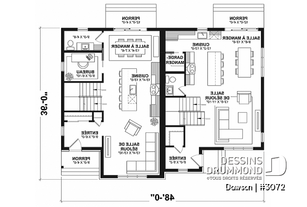 Rez-de-chaussée - Duplex à étages 3 chambres, 1.5 salles de bain, style farmhouse, aire ouverte - Dawson