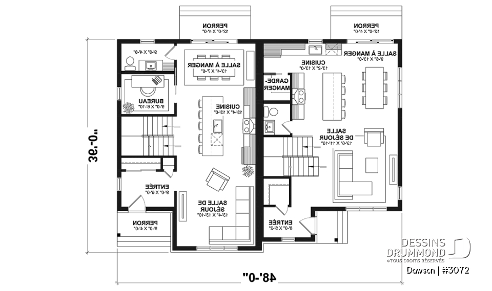 Rez-de-chaussée - Duplex à étages 3 chambres, 1.5 salles de bain, style farmhouse, aire ouverte - Dawson