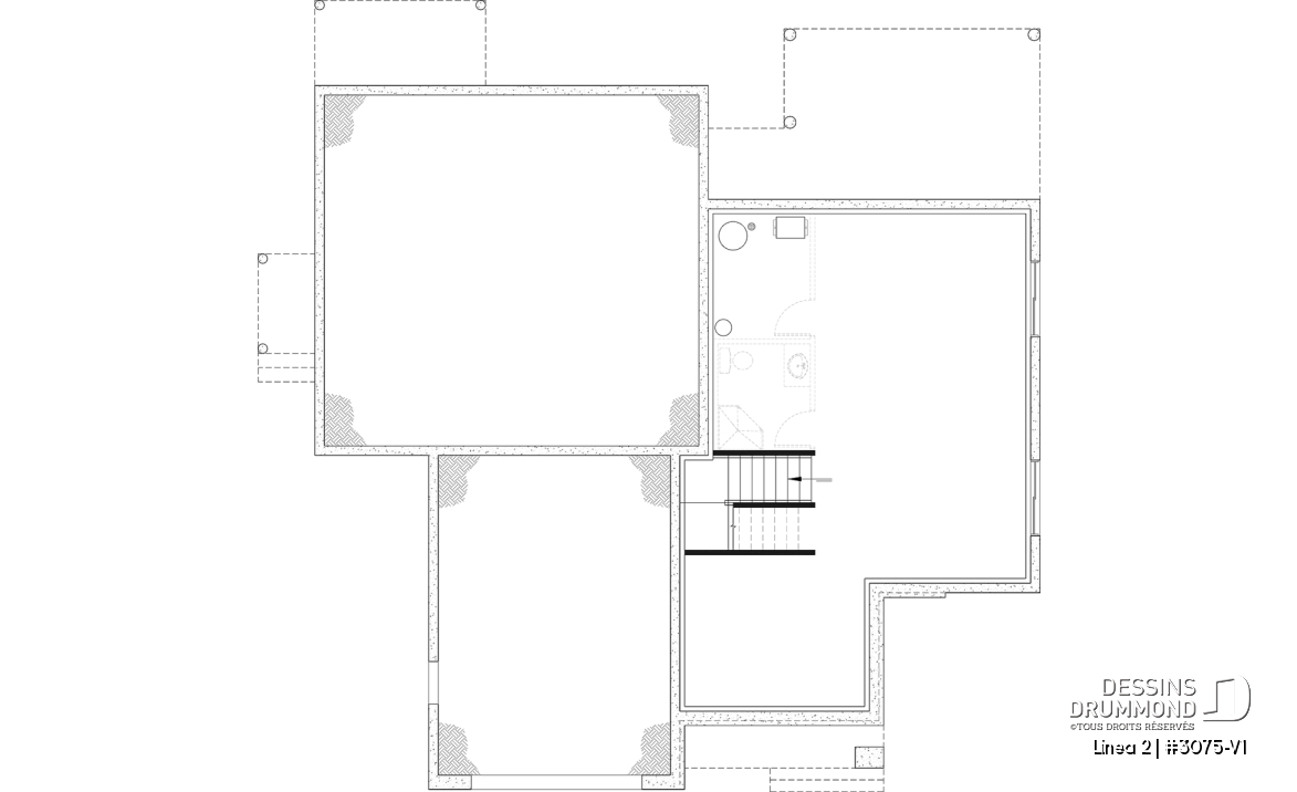 Sous-sol aménageable - Plan de maison bi-génération contemporaine avec logement privé, 4-5 chambres et sous-sol aménagé optionnel - Linea 2