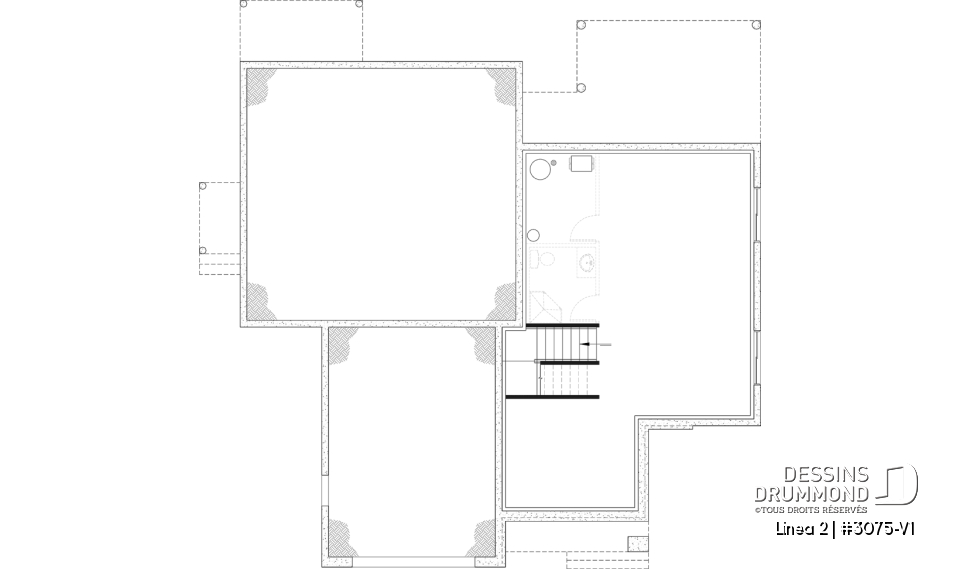 Sous-sol aménageable - Plan de maison bi-génération contemporaine avec logement privé, 4-5 chambres et sous-sol aménagé optionnel - Linea 2