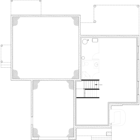 Sous-sol aménageable - Plan de maison bi-génération contemporaine avec logement privé, 4-5 chambres et sous-sol aménagé optionnel - Linea 2