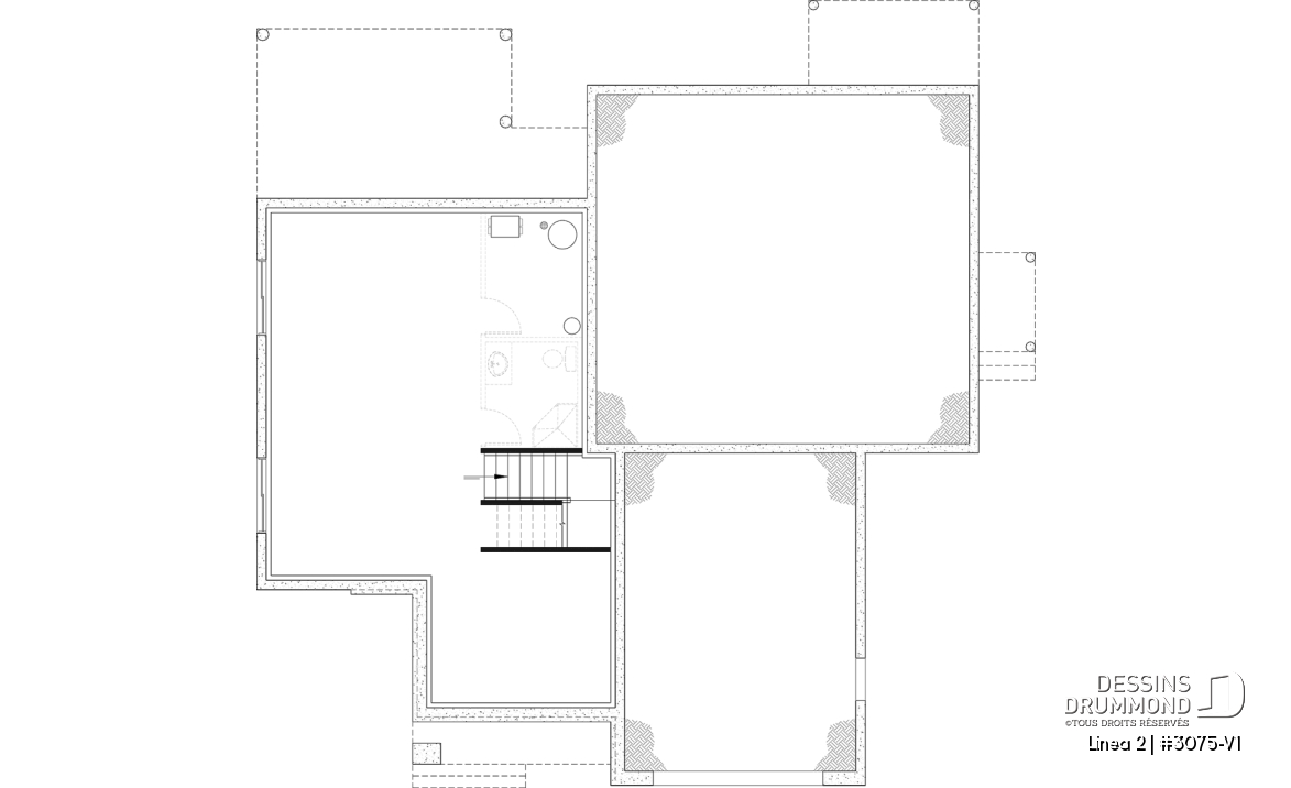 Sous-sol aménageable - Plan de maison bi-génération contemporaine avec logement privé, 4-5 chambres et sous-sol aménagé optionnel - Linea 2