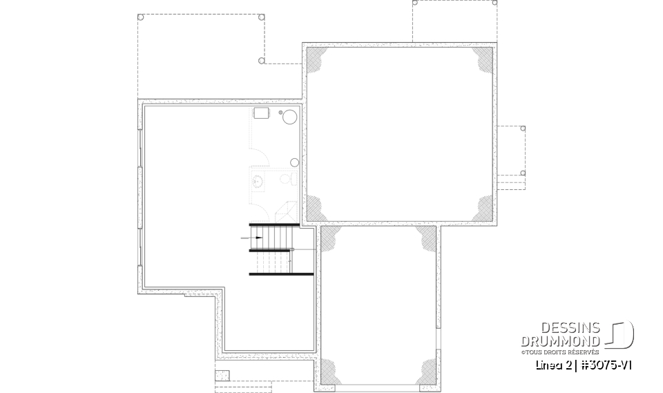 Sous-sol aménageable - Plan de maison bi-génération contemporaine avec logement privé, 4-5 chambres et sous-sol aménagé optionnel - Linea 2