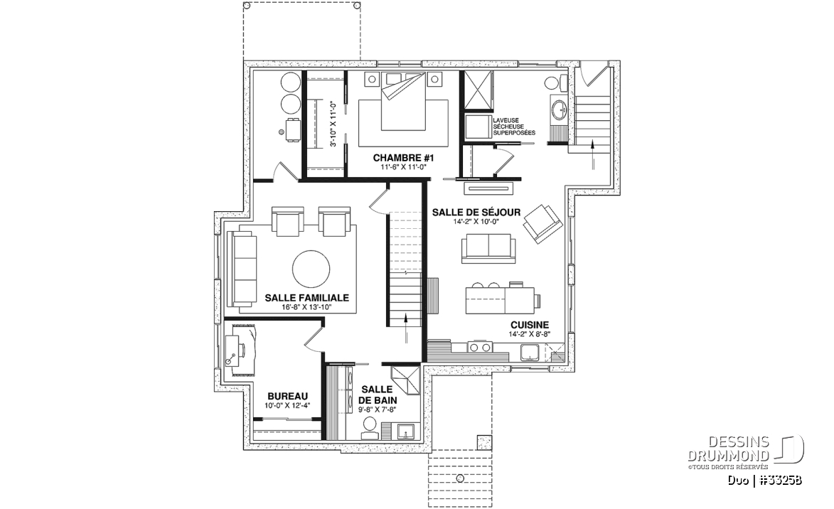 Sous-sol - Plain pied avec bachelor une chambre au sous-sol, idéal comme première maison! - Duo