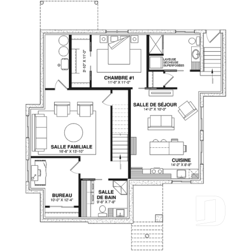 Sous-sol - Plain pied avec bachelor une chambre au sous-sol, idéal comme première maison! - Duo
