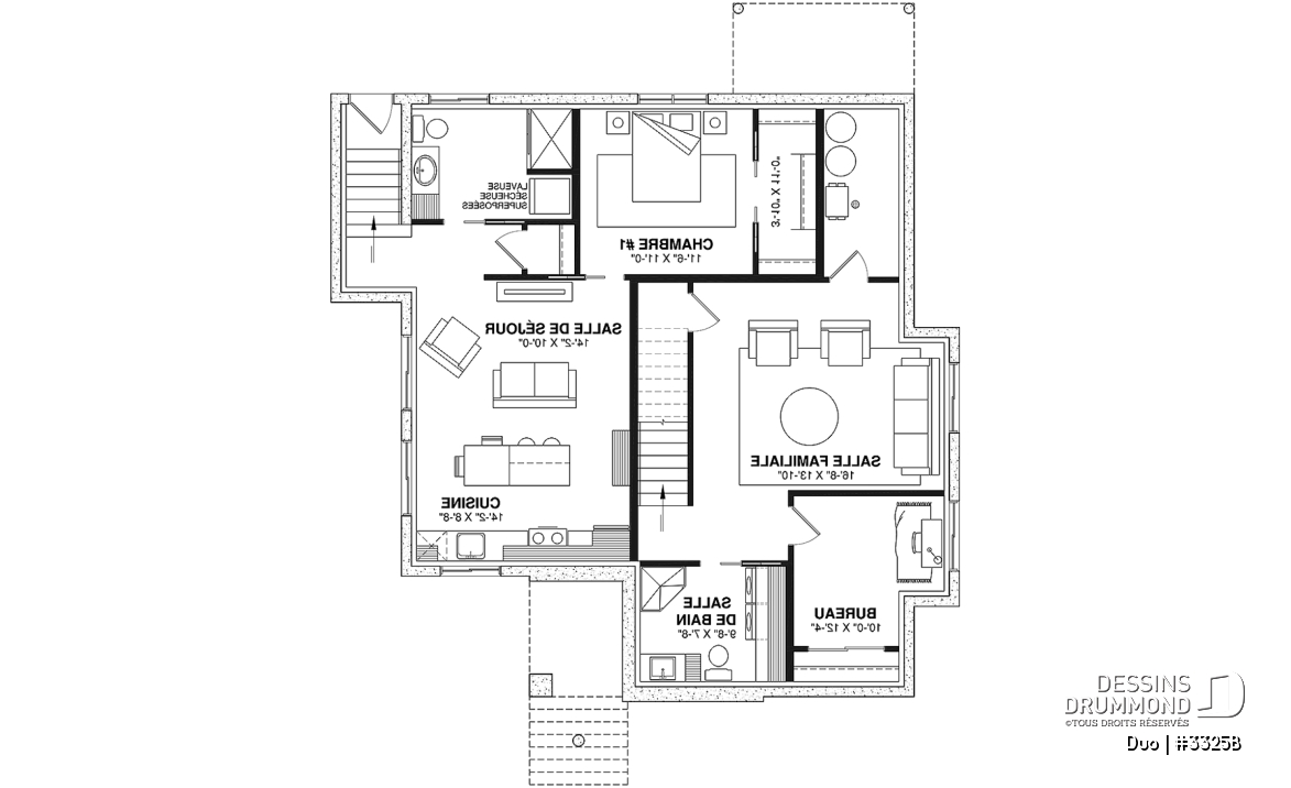 Sous-sol - Plain pied avec bachelor une chambre au sous-sol, idéal comme première maison! - Duo