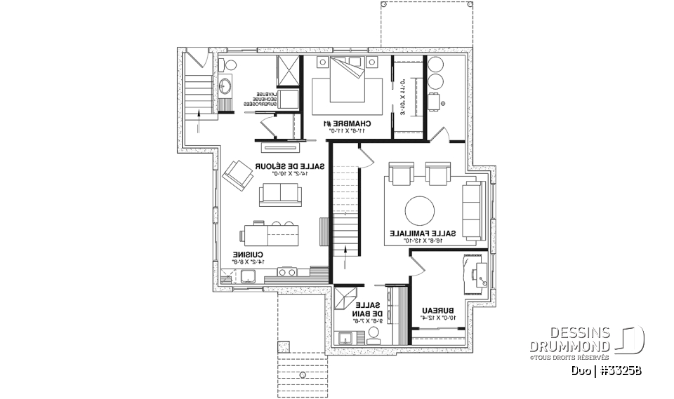 Sous-sol - Plain pied avec bachelor une chambre au sous-sol, idéal comme première maison! - Duo