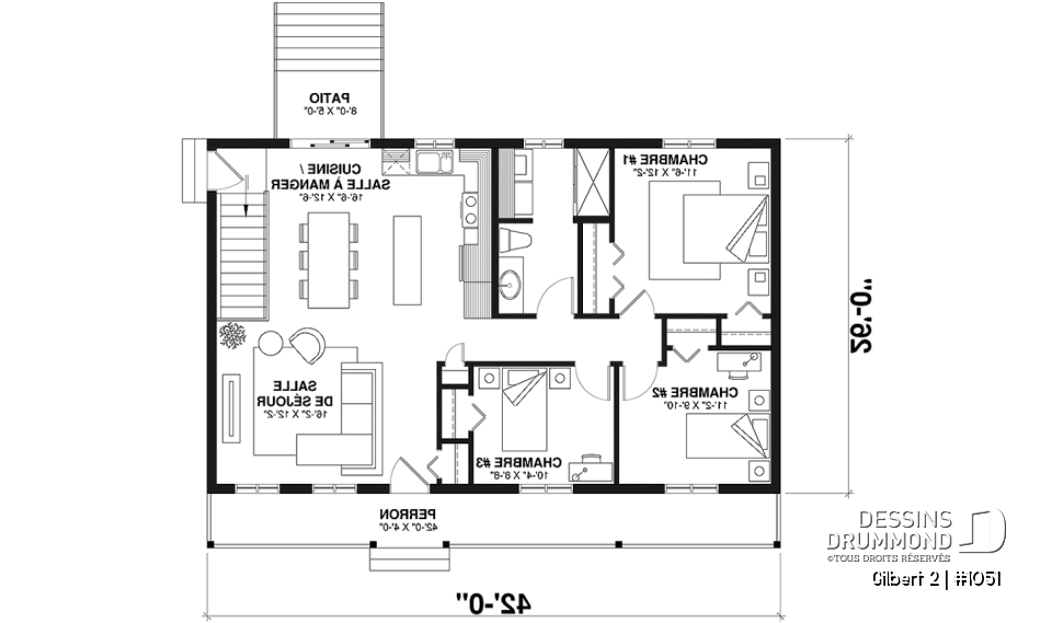 Rez-de-chaussée - Modèle maison économique 3 chambres au rez-de-chaussée, pratique pour jeunes familles - Gilbert 2