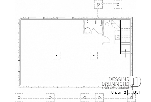 Sous-sol - Plan de plain-pied économique de 3 chambres avec grande salle de séjour, et coin buanderie au rez-de-chaussée - Gilbert 2