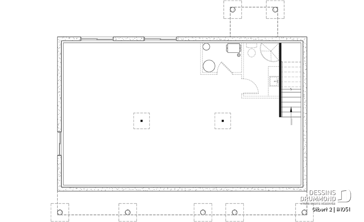 Sous-sol aménageable - Modèle maison économique 3 chambres au rez-de-chaussée, pratique pour jeunes familles - Gilbert 2