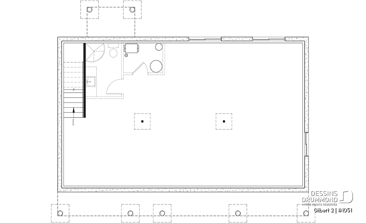 Sous-sol aménageable - Modèle maison économique 3 chambres au rez-de-chaussée, pratique pour jeunes familles - Gilbert 2
