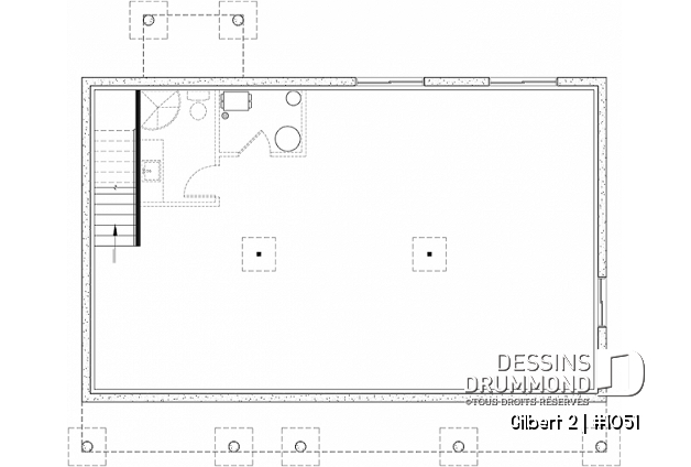 Sous-sol aménageable - Modèle maison économique 3 chambres au rez-de-chaussée, pratique pour jeunes familles - Gilbert 2