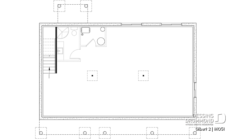 Sous-sol aménageable - Modèle maison économique 3 chambres au rez-de-chaussée, pratique pour jeunes familles - Gilbert 2