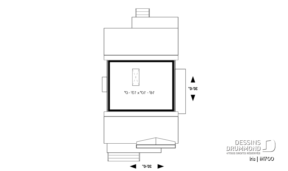 Rangement boni - Plan mini-maison 3 chambres, cuisine fonctionnelle, aire ouverte, abri moustiquaire au balcon arrière - Iris