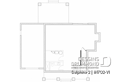 Sous-sol - Plan de maison de campagne avec garage, 3 chambres, 2.5 s. bain, chambre des parents avec salle de bain privée - Delphine 2