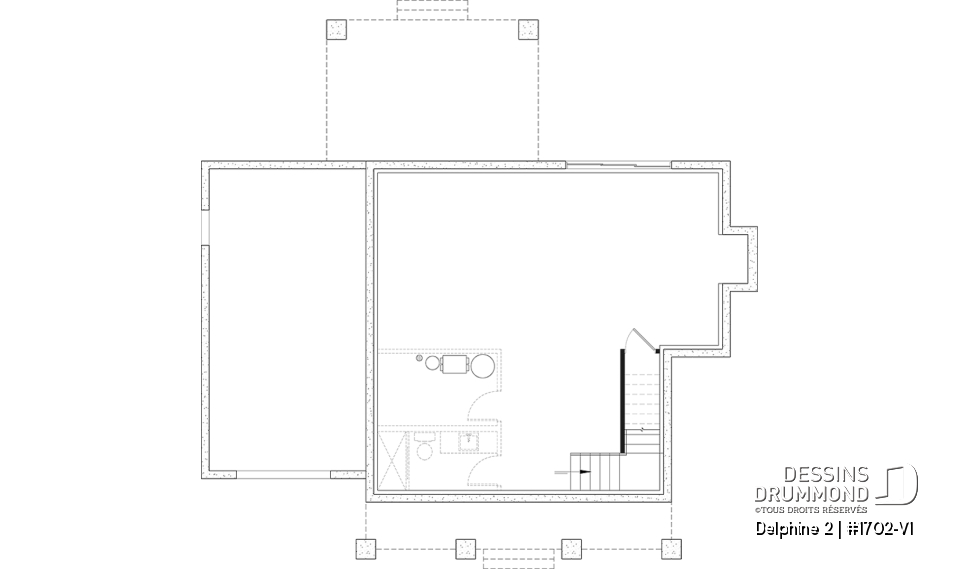 Sous-sol aménageable - Plan de maison Canadienne avec garage, 3 chambres, 2.5 s. bain, chambre des parents avec salle de bain privée - Delphine 2