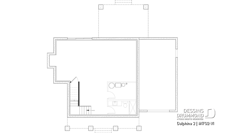 Sous-sol aménageable - Plan de maison Canadienne avec garage, 3 chambres, 2.5 s. bain, chambre des parents avec salle de bain privée - Delphine 2