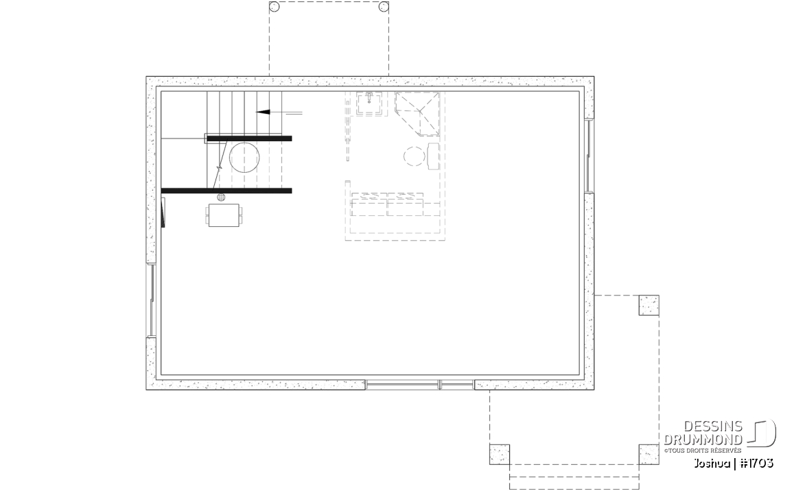 Sous-sol aménageable (Optionel $) - Plan de maison moderne compacte avec aire ouverte, suite à l’étage et grande terrasse - Joshua