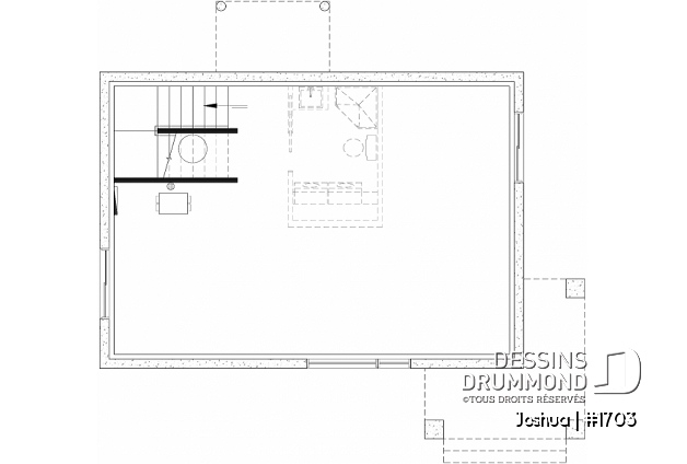 Sous-sol aménageable (Optionel $) - Plan de maison moderne compacte avec aire ouverte, suite à l’étage et grande terrasse - Joshua