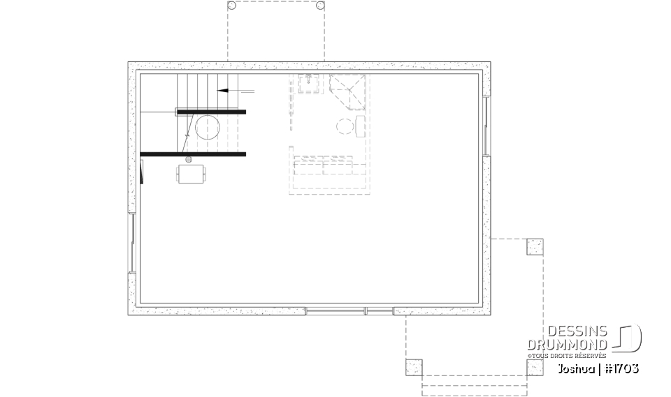 Sous-sol aménageable (Optionel $) - Plan de maison moderne compacte avec aire ouverte, suite à l’étage et grande terrasse - Joshua