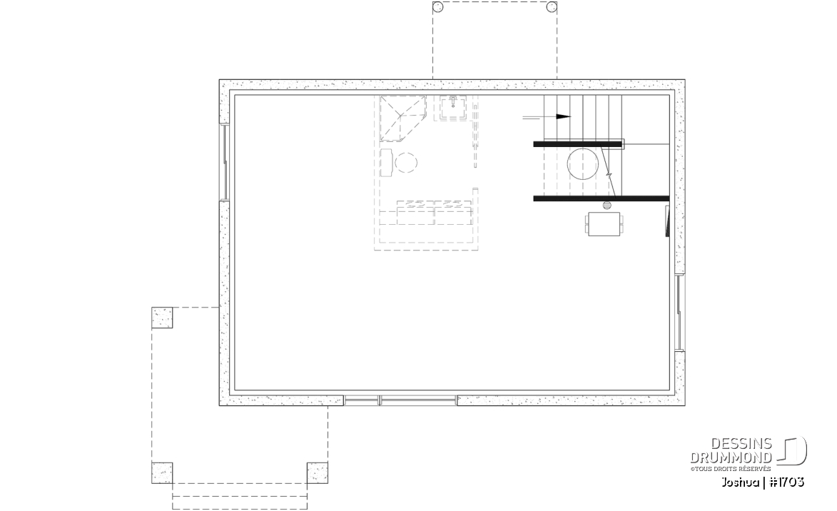 Sous-sol aménageable (Optionel $) - Plan de maison moderne compacte avec aire ouverte, suite à l’étage et grande terrasse - Joshua