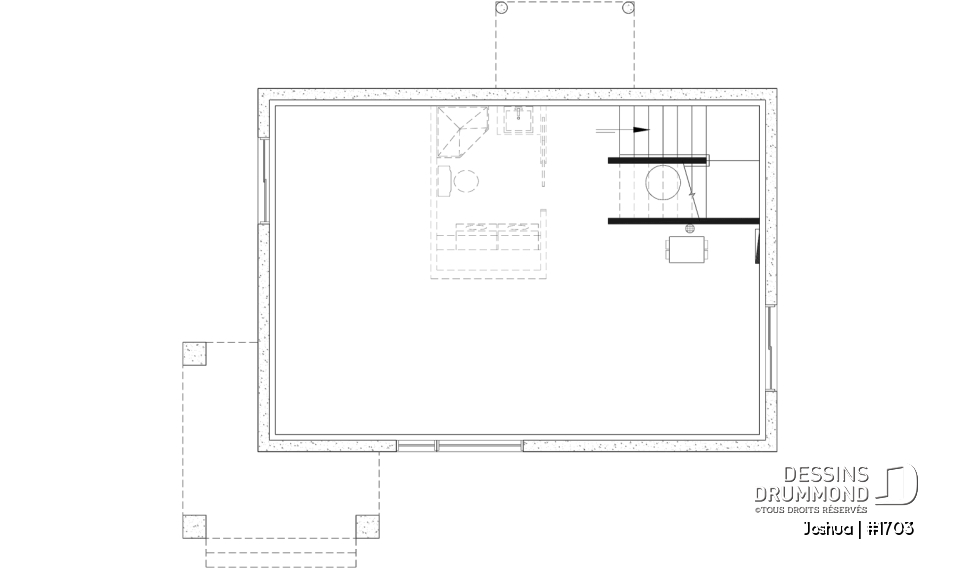 Sous-sol aménageable (Optionel $) - Plan de maison moderne compacte avec aire ouverte, suite à l’étage et grande terrasse - Joshua