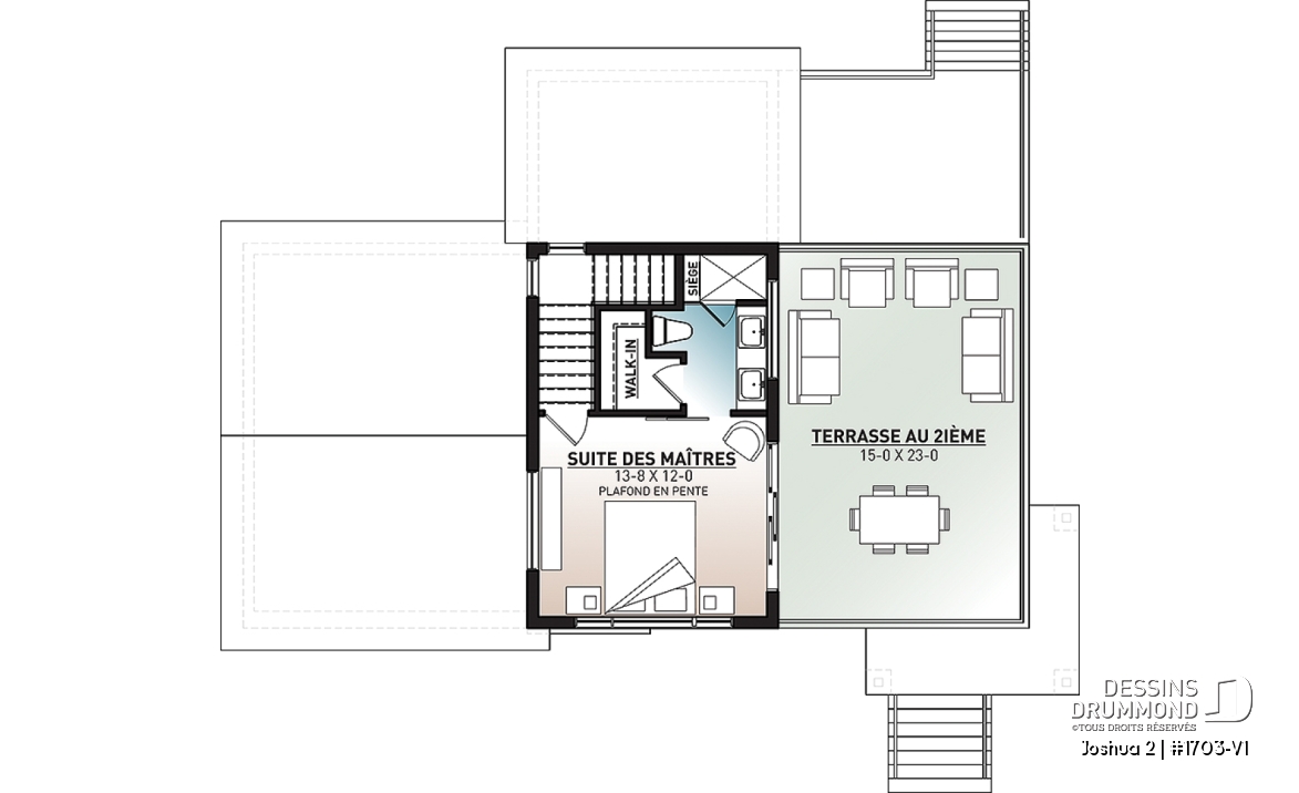 Étage - Petite maison moderne 2 chambres, vestiaire, garde manger, salle de lavage, 2 terrasses dont une à l'étage - Joshua 2