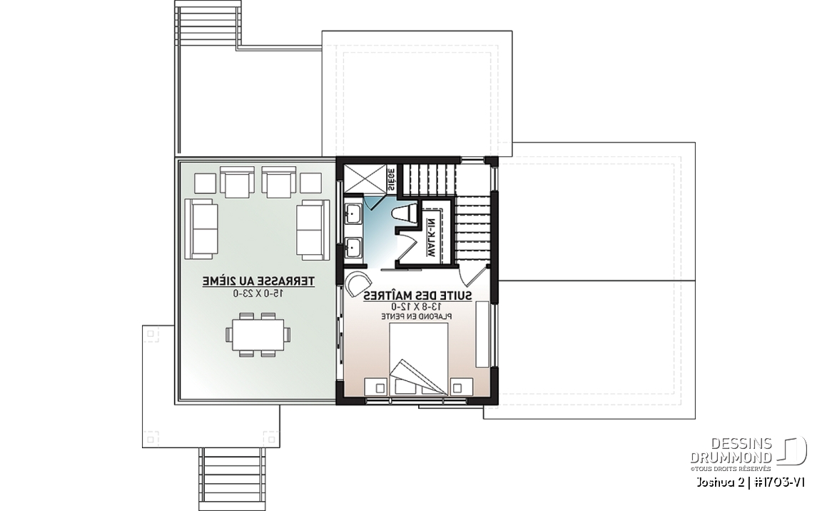 Étage - Petite maison moderne 2 chambres, vestiaire, garde manger, salle de lavage, 2 terrasses dont une à l'étage - Joshua 2