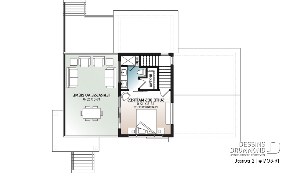 Étage - Petite maison moderne 2 chambres, vestiaire, garde manger, salle de lavage, 2 terrasses dont une à l'étage - Joshua 2