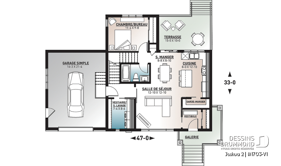 Rez-de-chaussée - Petite maison moderne 2 chambres, vestiaire, garde manger, salle de lavage, 2 terrasses dont une à l'étage - Joshua 2