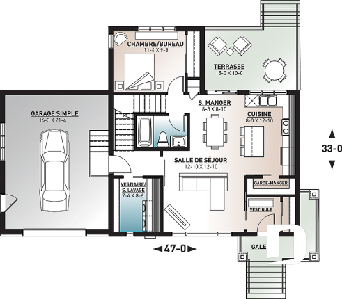 Rez-de-chaussée - Petite maison moderne 2 chambres, vestiaire, garde manger, salle de lavage, 2 terrasses dont une à l'étage - Joshua 2
