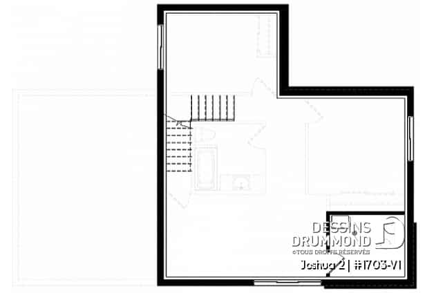 Sous-sol - Plan de maison 2 chambres, moderne, vestiaire, garde manger, salle de lavage, 2 terrasses dont une à l'étage - Joshua 2