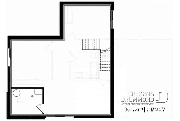 Sous-sol - Plan de maison 2 chambres, moderne, vestiaire, garde manger, salle de lavage, 2 terrasses dont une à l'étage - Joshua 2