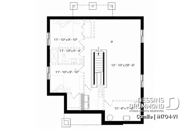Sous-sol - Maison de style moderne rustique, plafond à 9', plancher à aire ouverte, cuisine avec garde-manger, 2 chambres - Camille