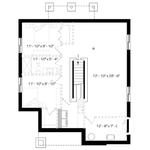 Sous-sol - Maison de style mid-century moderne, plafond à 9', à aire ouverte, cuisine avec garde-manger, 2 chambres - Camille