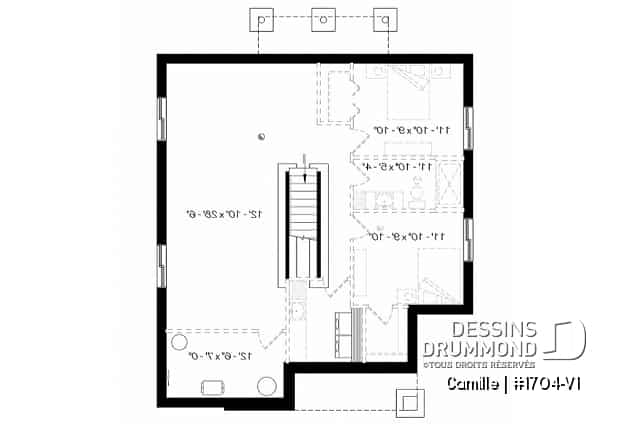 Sous-sol - Maison de style moderne rustique, plafond à 9', plancher à aire ouverte, cuisine avec garde-manger, 2 chambres - Camille
