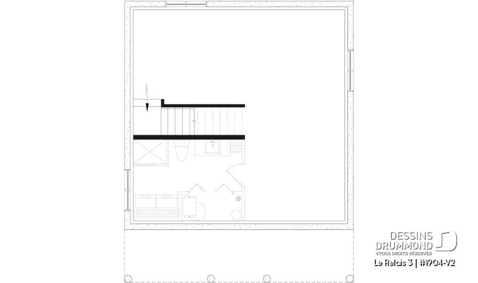Sous-sol aménageable - Plan de chalet moderne 4 saisons – 2 à 4 chambres, sous-sol modulable et poêle à bois - Le Relais 3