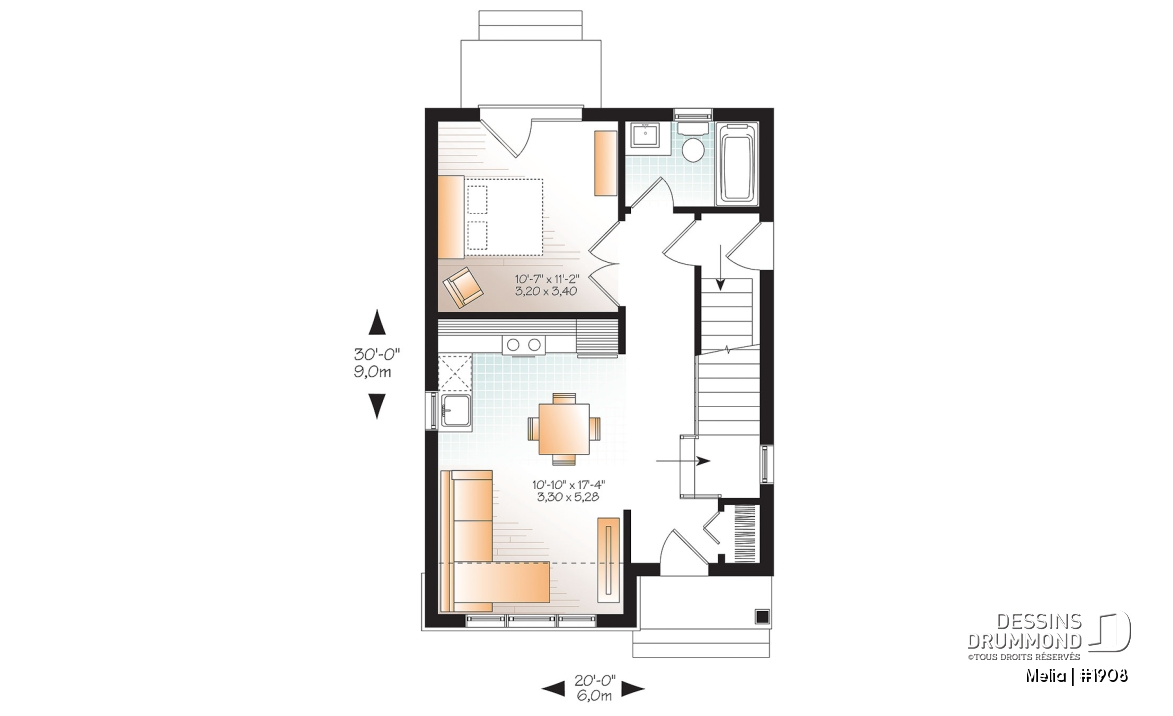 Rez-de-chaussée - Modèle de petite maison champêtre abordable avec 2-3 chambres, plan intelligent et charme intemporel - Melia