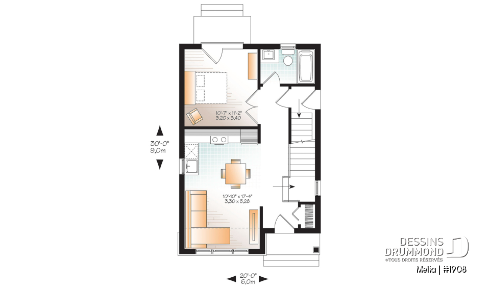 Rez-de-chaussée - Modèle de petite maison champêtre abordable avec 2-3 chambres, plan intelligent et charme intemporel - Melia