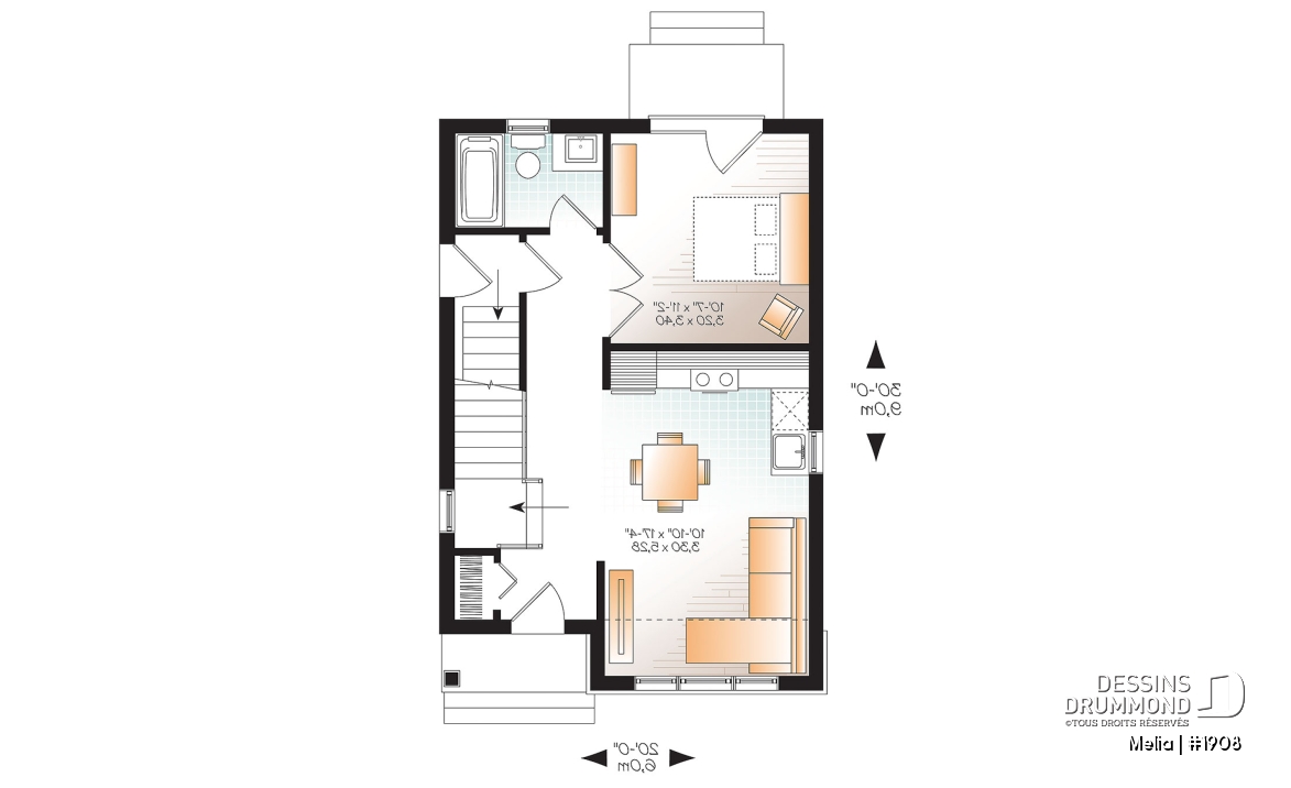Rez-de-chaussée - Modèle de petite maison champêtre abordable avec 2-3 chambres, plan intelligent et charme intemporel - Melia