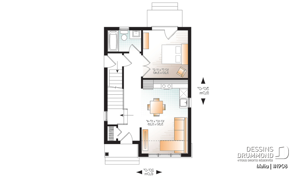 Rez-de-chaussée - Modèle de petite maison champêtre abordable avec 2-3 chambres, plan intelligent et charme intemporel - Melia