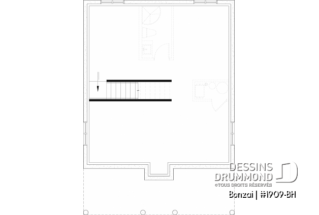Sous-sol aménageable (Optionel $) - Modèle de petite maison moderne ou chalet moderne, joli balcon abrité, 2 chambres, foyer central, air ouverte - Bonzai