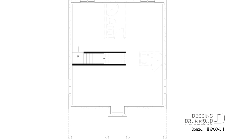 Sous-sol aménageable (Optionel $) - Modèle de petite maison moderne ou chalet moderne, joli balcon abrité, 2 chambres, foyer central, air ouverte - Bonzai