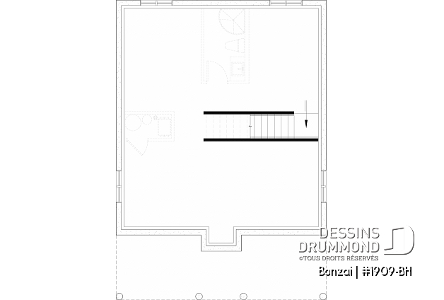Sous-sol aménageable (Optionel $) - Modèle de petite maison moderne ou chalet moderne, joli balcon abrité, 2 chambres, foyer central, air ouverte - Bonzai