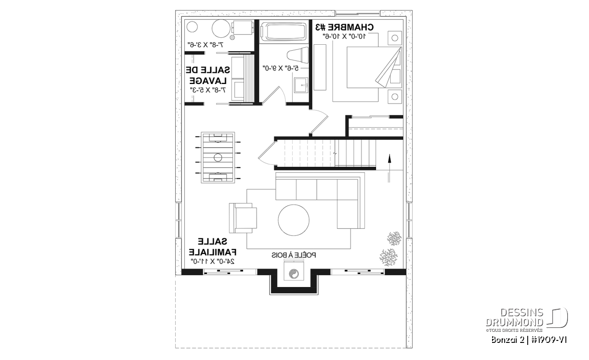 Sous-sol - Plan de maison genre petit chalet moderne offrant magnifique lumière naturelle et rez-de-jardin aménagé - Bonzai 2