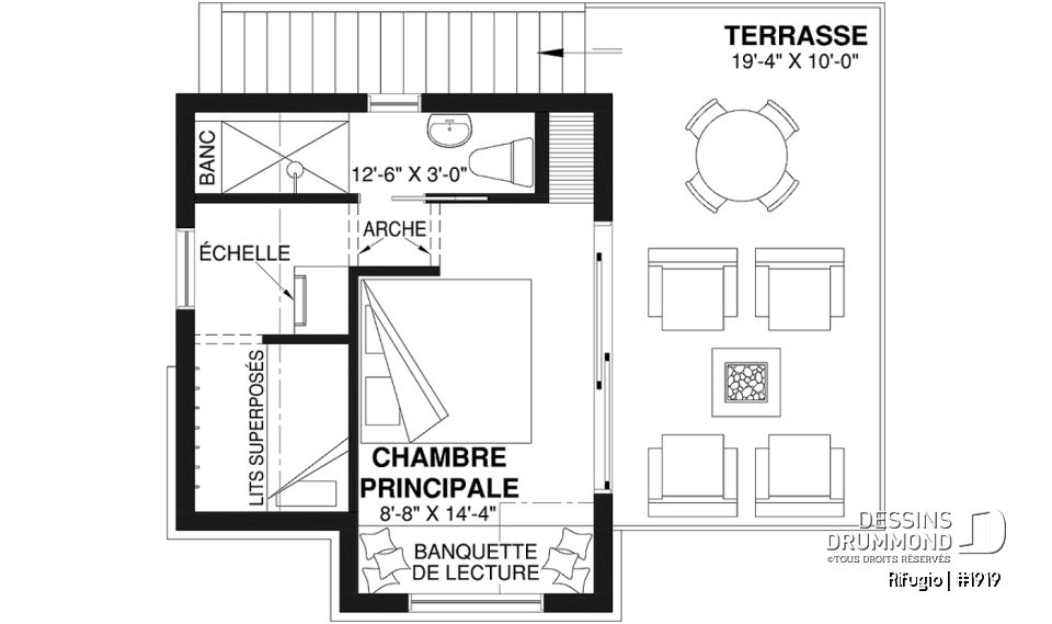 Étage - Plan de petit chalet remarquable offrant 1+ chambres et beaucoup de lumière naturelle! - Rifugio