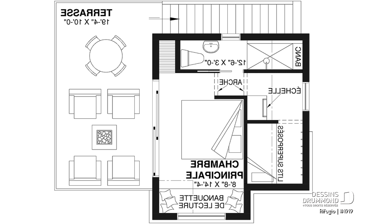 Étage - Plan de petit chalet remarquable offrant 1+ chambres et beaucoup de lumière naturelle! - Rifugio