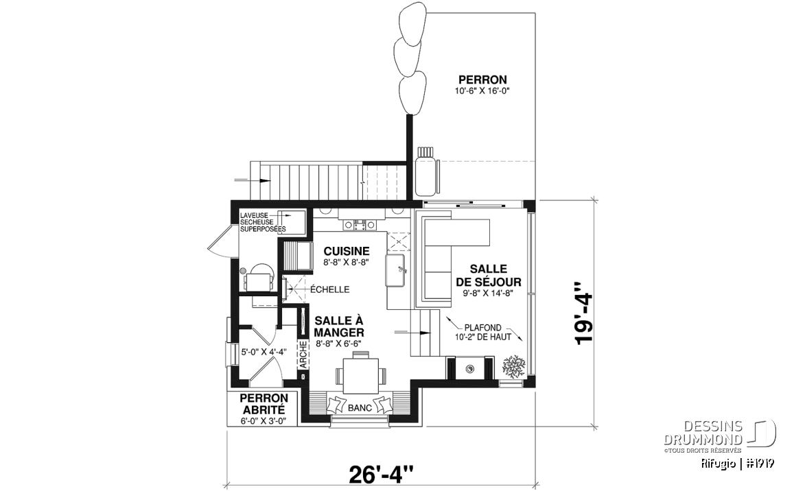 Rez-de-chaussée - Plan de petit chalet remarquable offrant 1+ chambres et beaucoup de lumière naturelle! - Rifugio