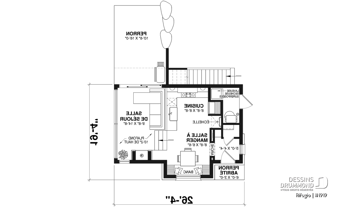 Rez-de-chaussée - Plan de petit chalet remarquable offrant 1+ chambres et beaucoup de lumière naturelle! - Rifugio