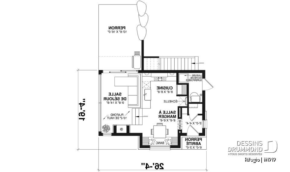 Rez-de-chaussée - Plan de petit chalet remarquable offrant 1+ chambres et beaucoup de lumière naturelle! - Rifugio